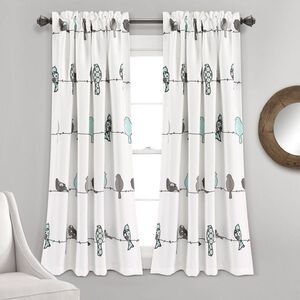 Lush Décor 2pc Rowley Birds Light Filtering Curtains 63"x52" - Blue